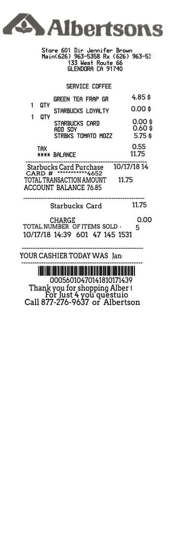 Albertsons Receipt