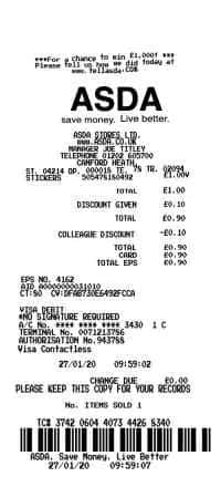 Asda Receipt UK