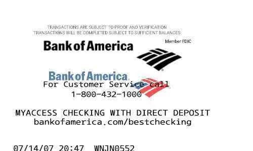 Bank of America ATM Receipt