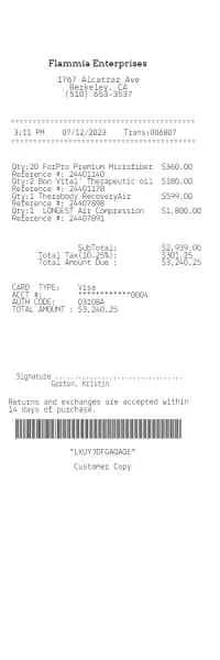 Beauty Supply Receipt