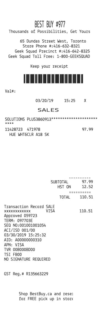 Best Buy Receipt