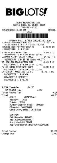 BigLots Receipt