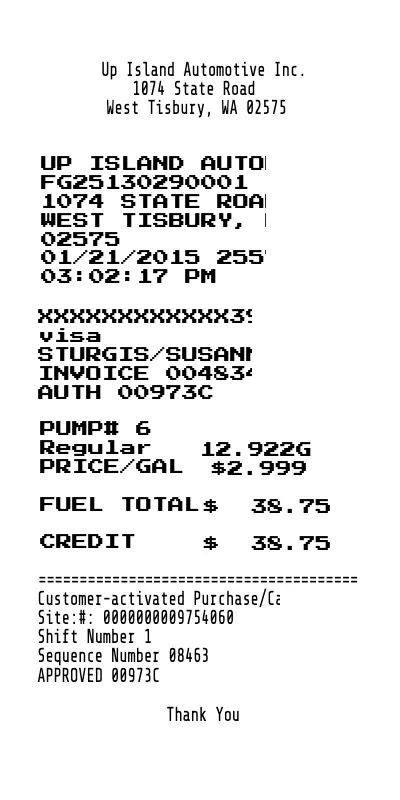 BP Gas Receipt