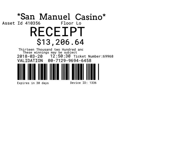 Casino Receipt
