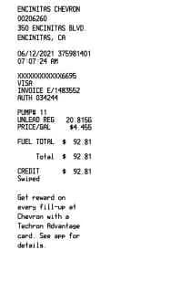 Chevron Receipt 3