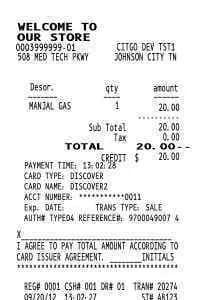 Citigo Gas Receipt