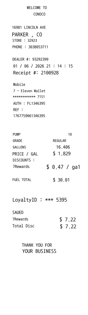 Conoco Receipt 2