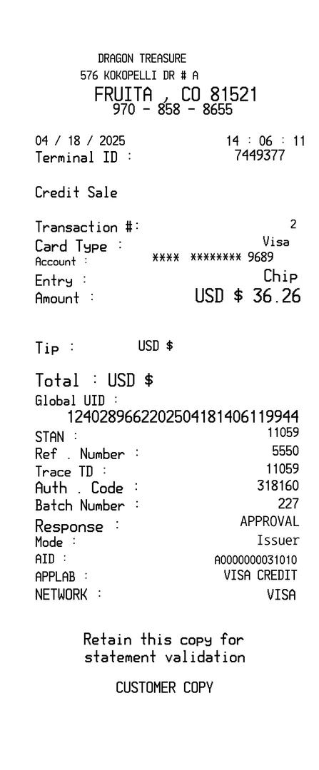 Credit Card Payment Receipt 02