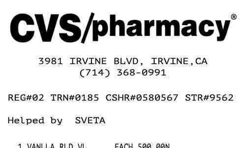 CVS Pharmacy Receipt
