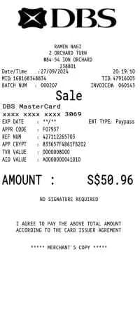 DBS Receipt Payment Bank