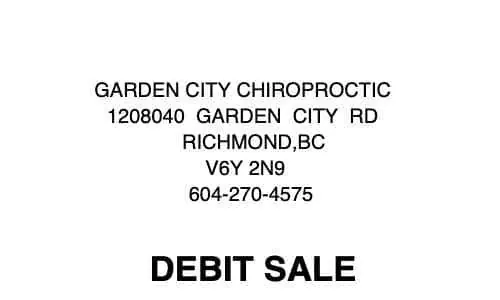 Debit Card Receipt - Chiropractic