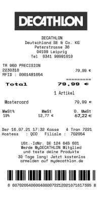 Decathlon Receipt