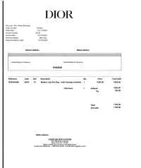 Dior Invoice