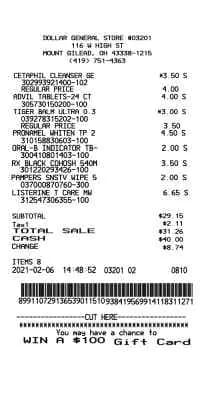 Dollar General 2023 Receipt