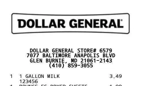 Dollar General Receipt