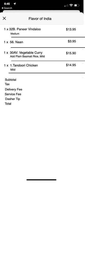 DoorDash Receipt