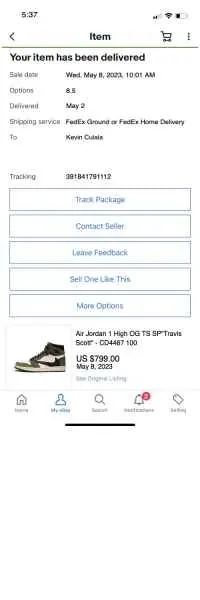 eBay App Receipt