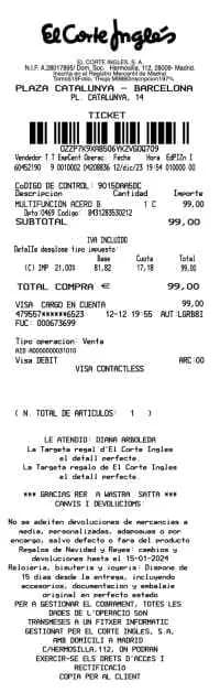 El Corte Inglés - Generador de Recibos