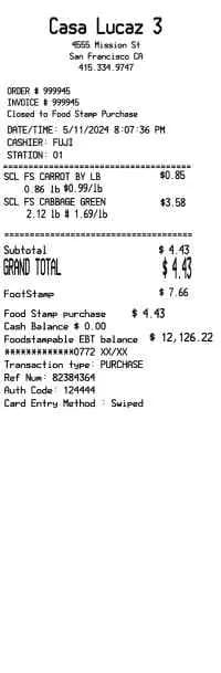Foodstamps Receipt