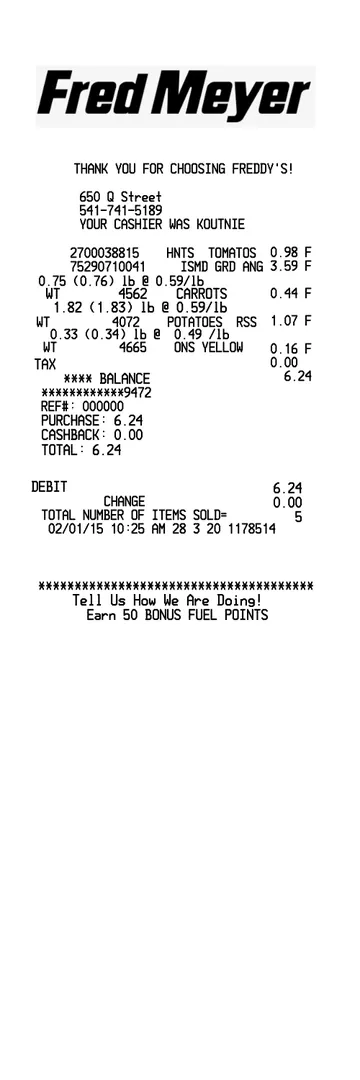Fred Meyer Receipt