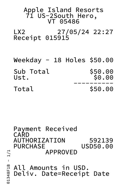 Golf Receipt 1
