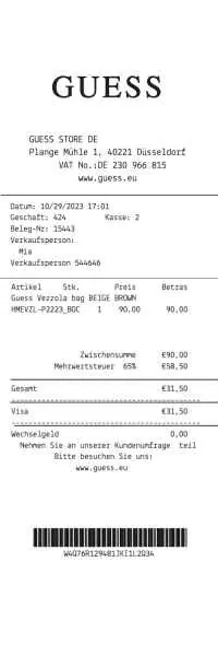 Guess Receipt