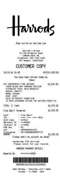 Harrods Receipt 2