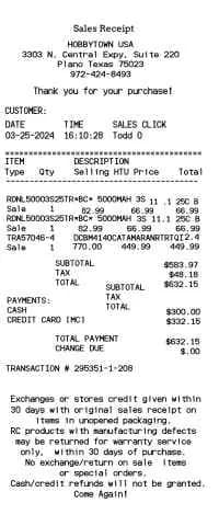 Hobbytown Receipt