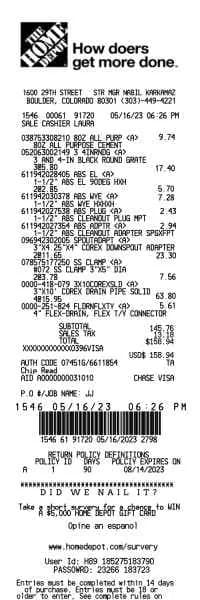 Home Depot 2024 Receipt