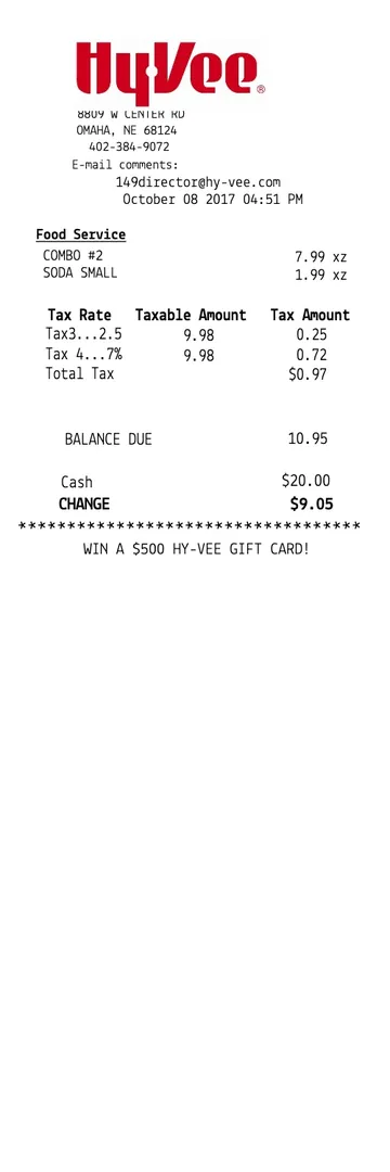 HyVee Receipt Grocery