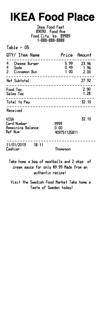 IKEA Receipt