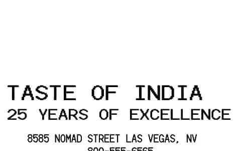 Indian Restaurant Receipt 001