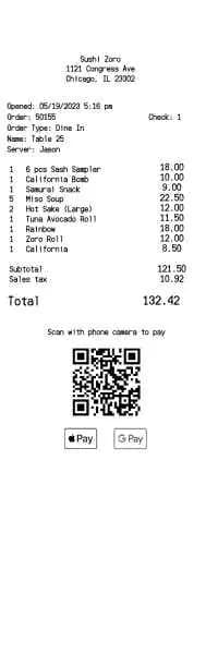 Itemized Receipt with QR Payment