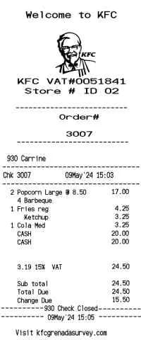 KFC Receipt