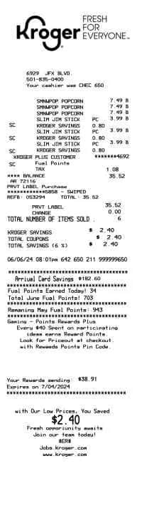 Kroger Receipt
