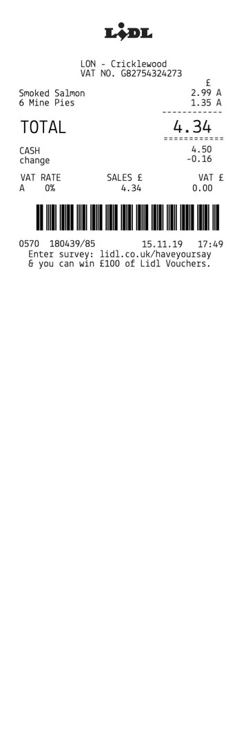 Lidl Receipt