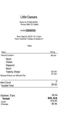 Little Caesars Receipt Editable
