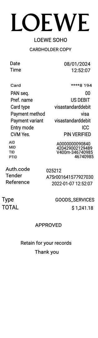 Loewe Receipt