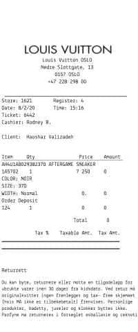 Louis Vuitton Euro Receipt