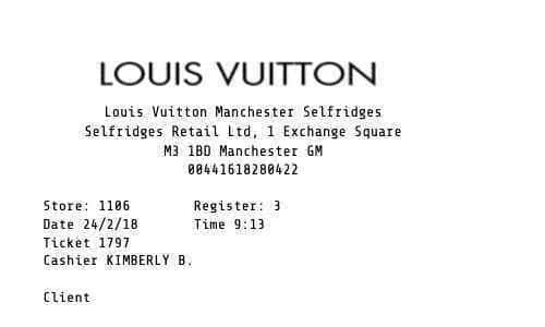 Louis Vuitton Receipt