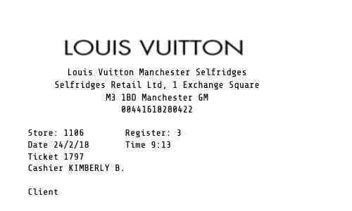 Louis Vuitton Receipt