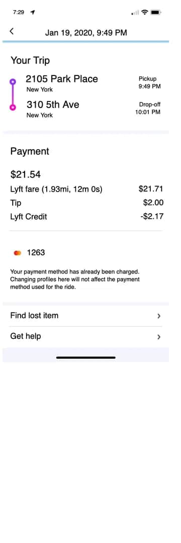 Lyft Receipt