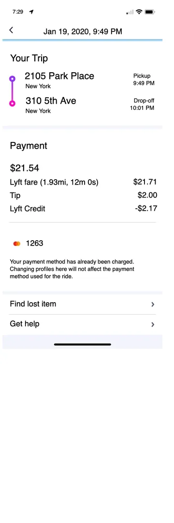 Lyft Receipt