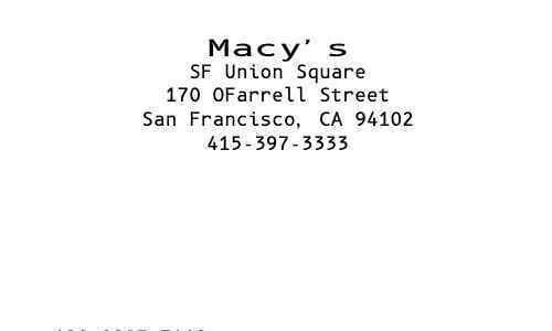 Macys Department Store Receipt