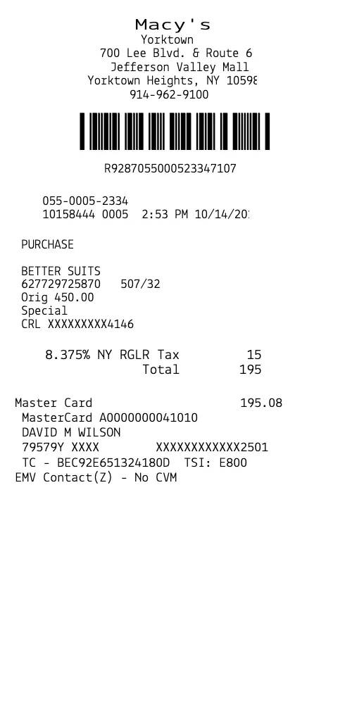 Macys Receipt