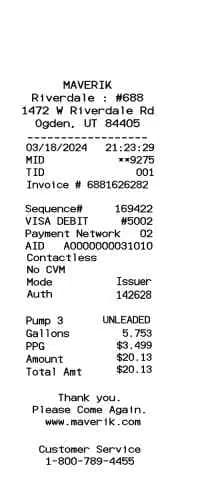 Maverik Gas Receipt