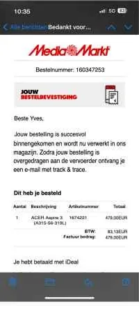 Media Markt Mobile Receipt