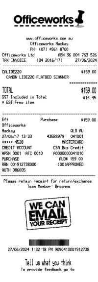 Officeworks Receipt