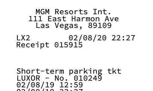 Parking Garage Receipt 001
