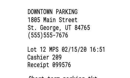 Parking Garage Receipt 002